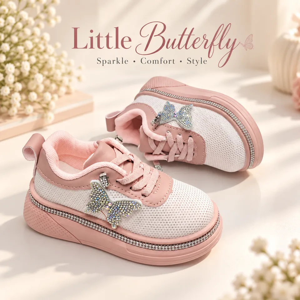 Crystal Butterfly Kids Sneakers